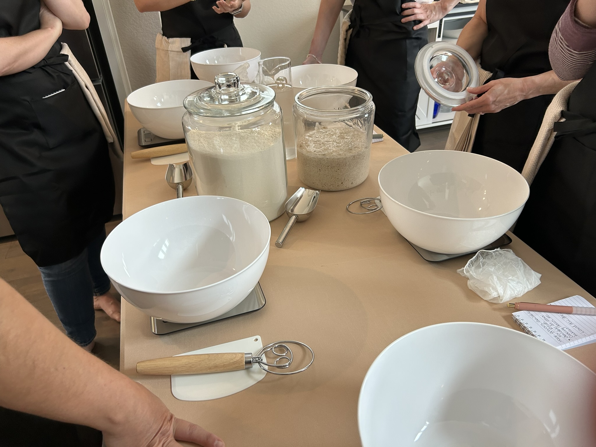 Guests gathered at the work table